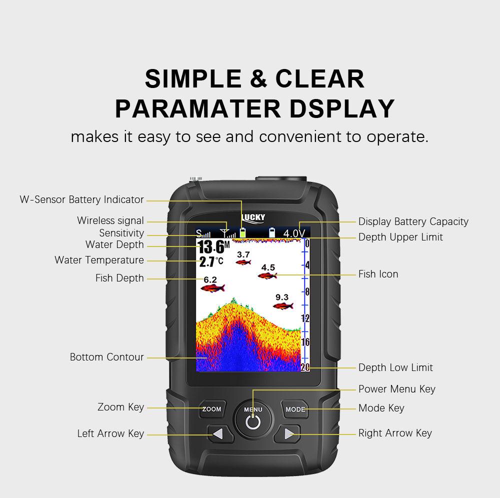 Šťastný bezdrátový HD vyhledávač ryb s barevným displejem - Prémiový podvodní sonar pro rybolov