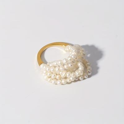 Elegant Exquisite Multi-layer Imitation Pearl Ring, Ideal Choice for Women's Wedding Formal Event Jewelry, Holiday Party Gift