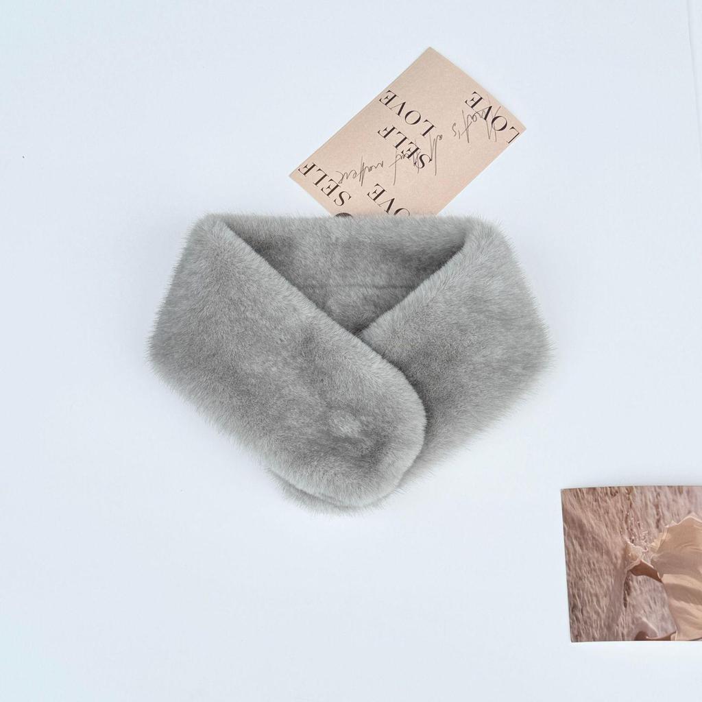 Korean Style Plush Velvet-Grade Imitation Mink Fur Snood with Magnetic Buckle
