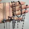 Simple Trendy Star Hollow Choker Necklace Pendant Neck Jewelry Grunge Charm Accessories Women Men's Fashion Party Chain Necklace