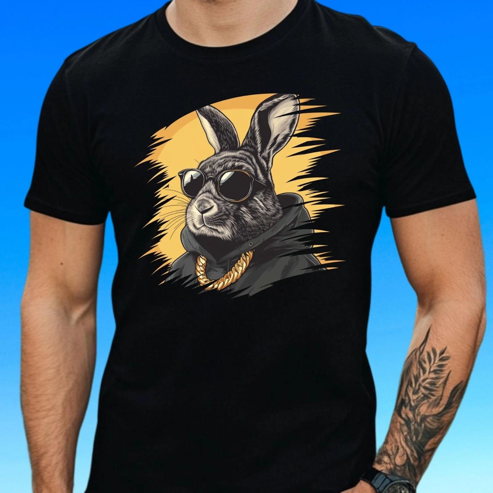 T-Shirt Herren Hip Hop Kaninchen Motiv Baumwolle Größe S bis 5XL S