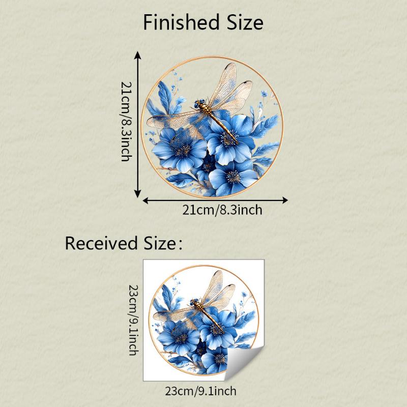 Painted Blue Flowers Butterflies Balcony Glass Windows Beautification and Decoration Electrostatic Uv Window Sticker