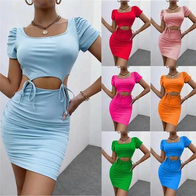 Women's Sexy Dress Women's Short-sleeved Bag Hip Tight Short Skirt
