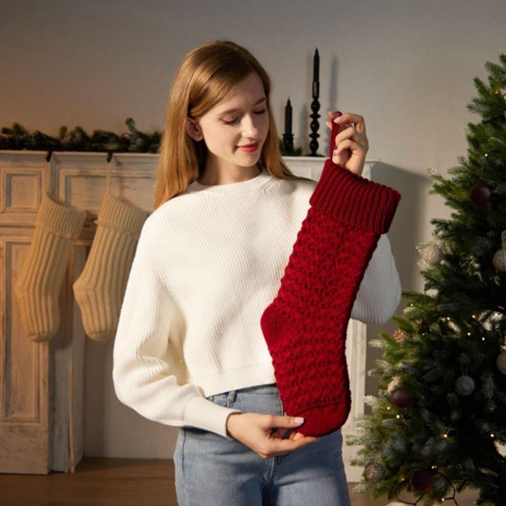 Fashion Knitting Christmas Stockings Home Decor Children's Gift Bag Xmas Gift Bag 18"/46CM Gift Holders Stocks Storage Bags
