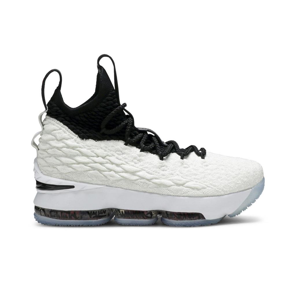 Nike Lebron 15 Grade School 'Graffitti' (Unisex) White / Black-White Kids' Basketball Shoes AQ6176 100