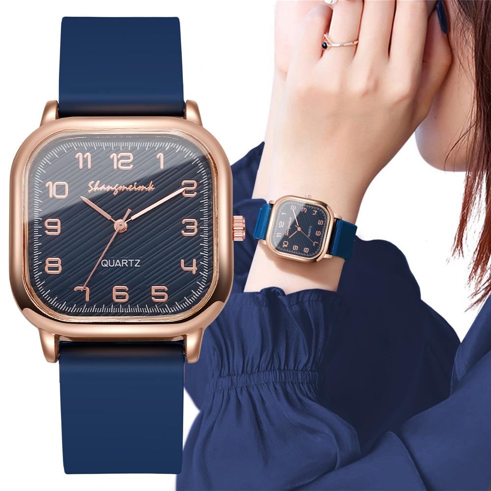 Women Square Watches Casual Silicone Strap Quartz Watch for Girls Clock