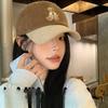Baseball Hat for Women New Color blocking Little Brown Bear Spring and Autumn Corduroy Showing Face Small Trendy Brand Baseball Hat Men