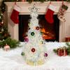 Metallic Tinsel Christmas Tree Light-up Foil Fringe Christmas Tree with Ball Ornaments for Holiday Home Office Tabletop Decoration