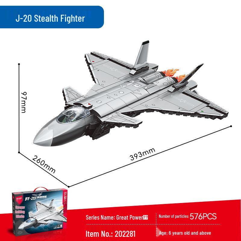 Sengbao J-20 Stealth Fighter 50 Model Building Blocks - Children's Educational Toy