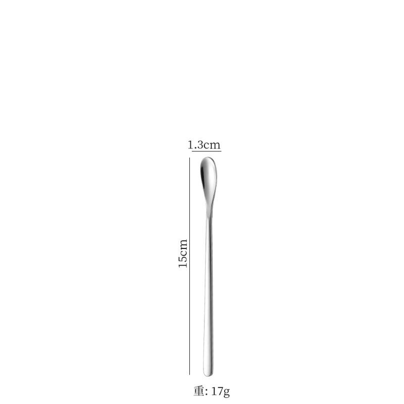 Stainless steel mixing spoon long handle coffee spoon dessert spoon creative ice spoon honey spoon milk tea bar spoon