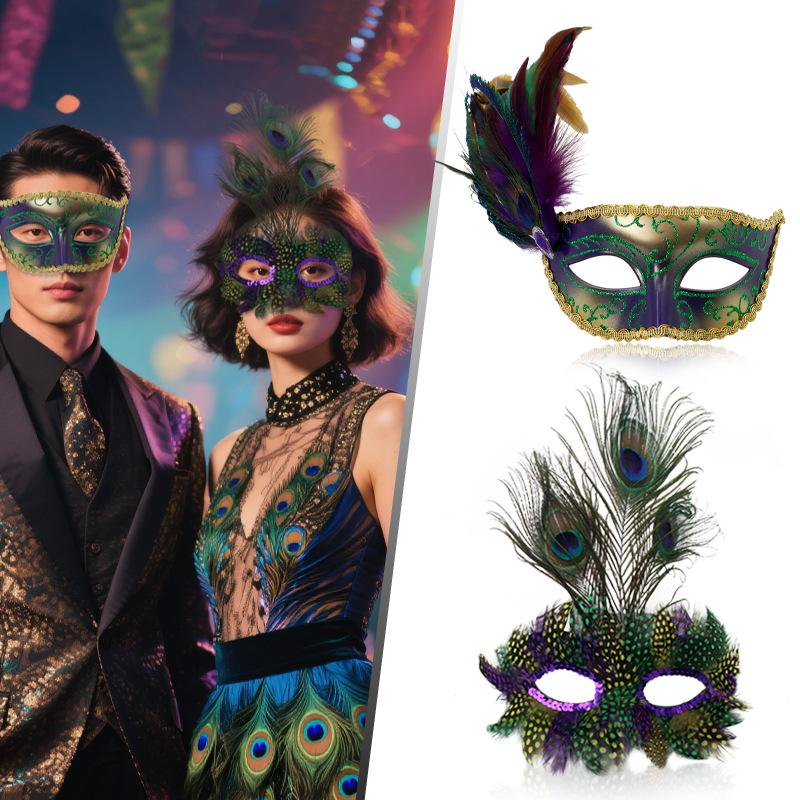 Peacock Feather Mask Lightweight Carnival Party Mask Masquerade Mask Eye Catching For Holiday Celebration Carnival Party Costume
