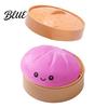 Bun Stress Reliever Smiling Steamed Ball with Steamer Anti-Anxiety Cartoon Dumpling Soft Sensory Toy Squeeze Simulated Dough Fidget