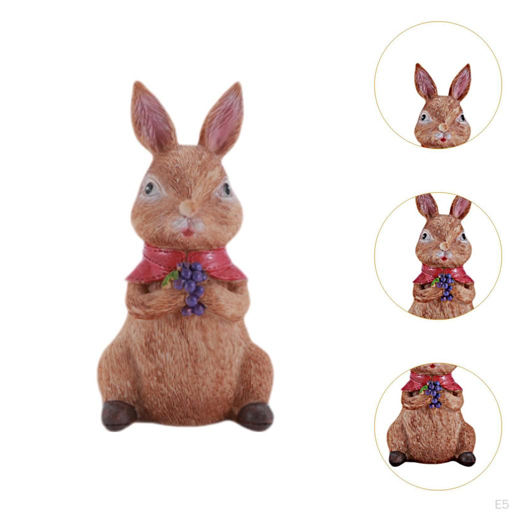 Bunny Figurine Statue Cute Creative Decorative Resin Sculpture Easter Decoration for Office