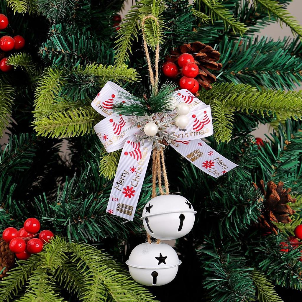 Christmas Bow & Bell Decoration with Hemp Rope and Berries - Tree Ornament
