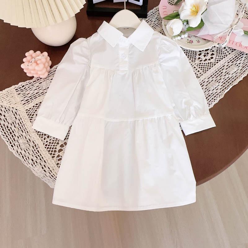 Dívčí pletené svetrové šaty s košilí s dlouhým rukávem - Podzimní/Jarní móda AQA135-GZ9316