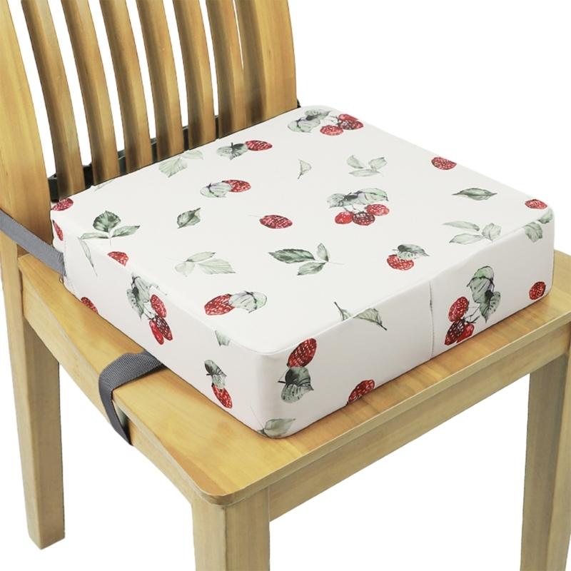 Booster Seat for Dining Table Printed Pattern Kids Booster Seat with Safety Buckles Anti-Slip Bottom Heightening Cushion