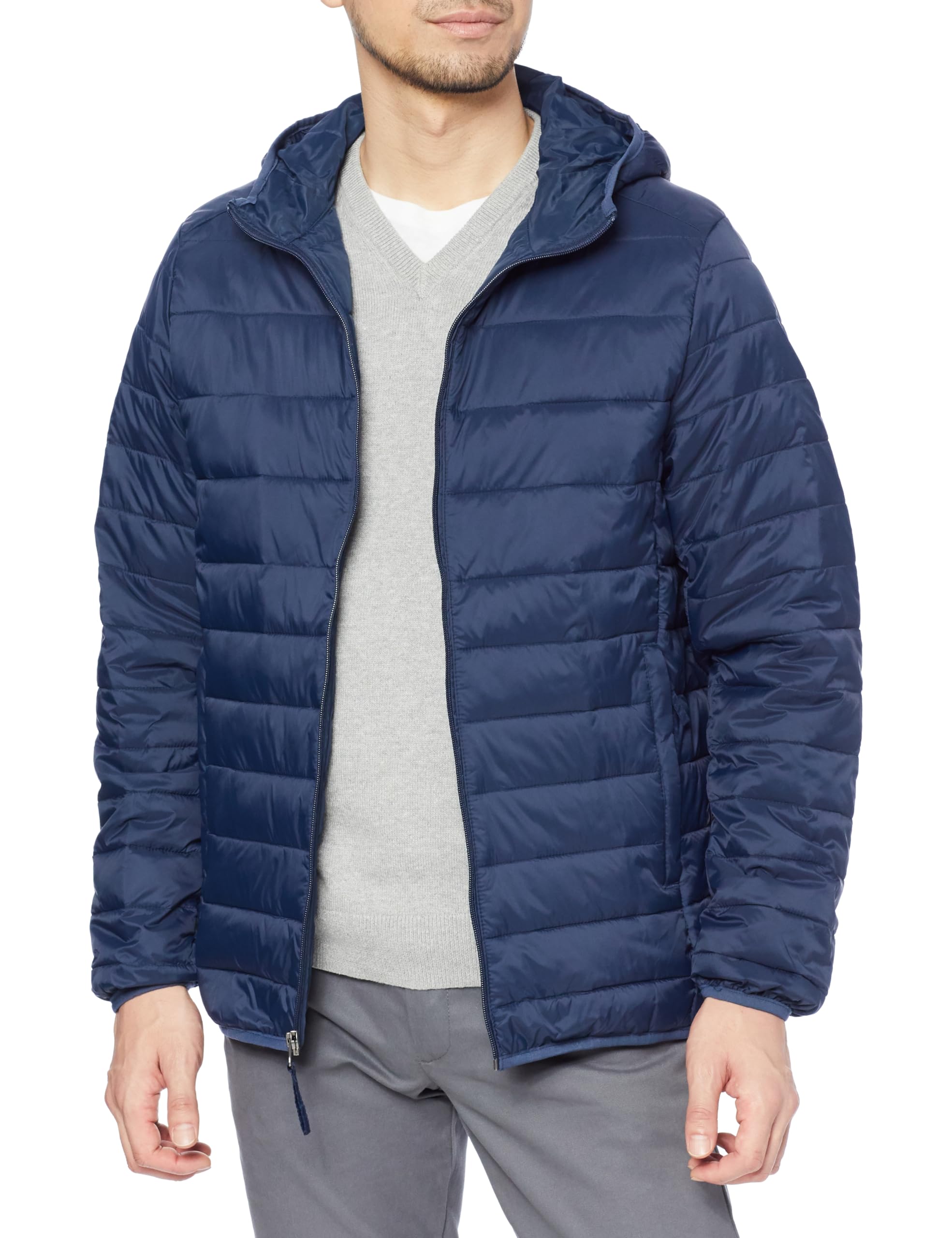 

Amazon Essentials Men s Lightweight, Packable, Waterproof Hooded Puffer Jacket, Navy, Size L