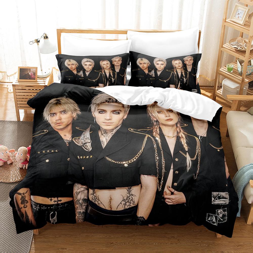 Tx2 Printed Duvet Cover + 2 Pillowcases Polyester Soft Bedding Set Rock Music Fan Home Decor, Bedroom Dorm Quilt Cover No Filler