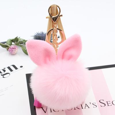 Rabbit Fur Ball Bag Plush Ball Keychain Cute Rabbit Ears Oversized Hair Ball Pendant