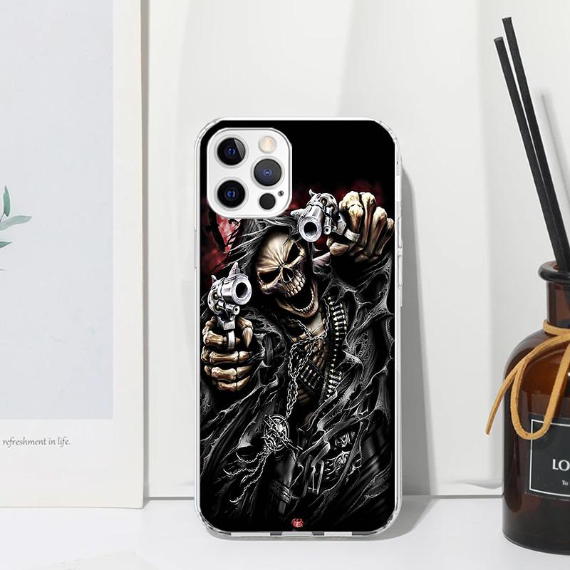 Grim Reaper Skull Skeleton Phone Case For Iphone 17 Air 16 15 Plus 16E 14 Pro Max 13 Mini 12 11 7 8 SE Fundas Soft Back Cover 17