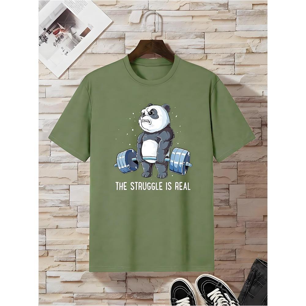 Santa Fitness Printed Men's T-shirt Fitness Sports Men's Short Sleeve Top Daily Running Workout Men's Crew Neck T-shirt