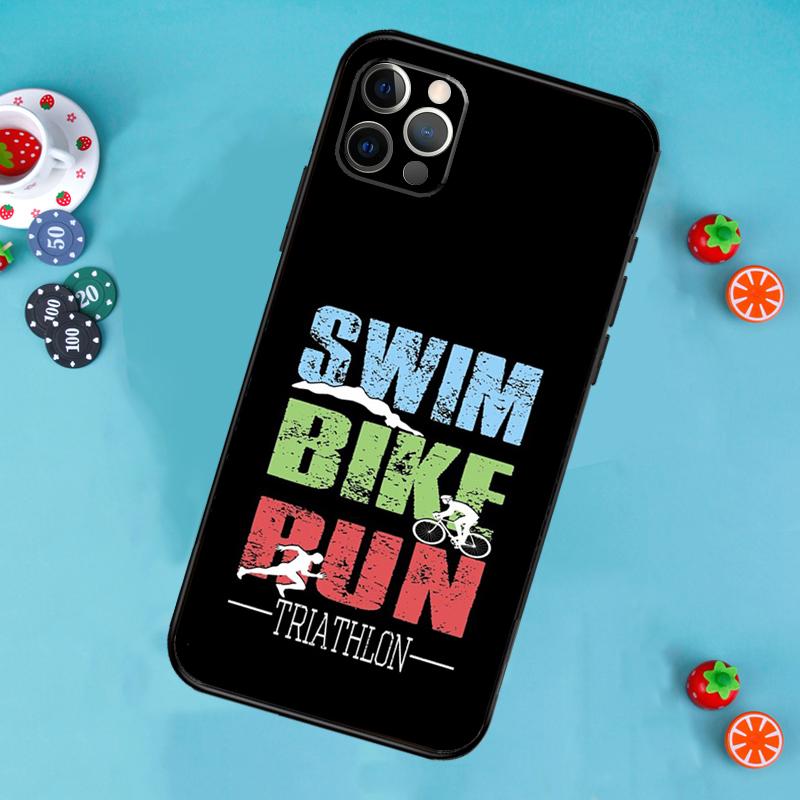 Triathlon Tri Life Swim Bike Run Case For iPhone 16 15 14 Pro Max 14 Plus 11 12 13 Pro Max Mini X XR XS Back Cover