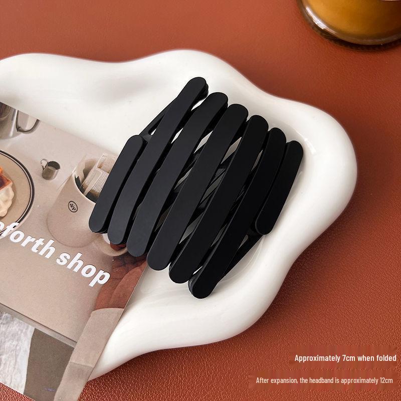 

Женская дорожная складная противоскользящая повязка на голову с заколкой для волос и завязкой для умывания лица чёрный