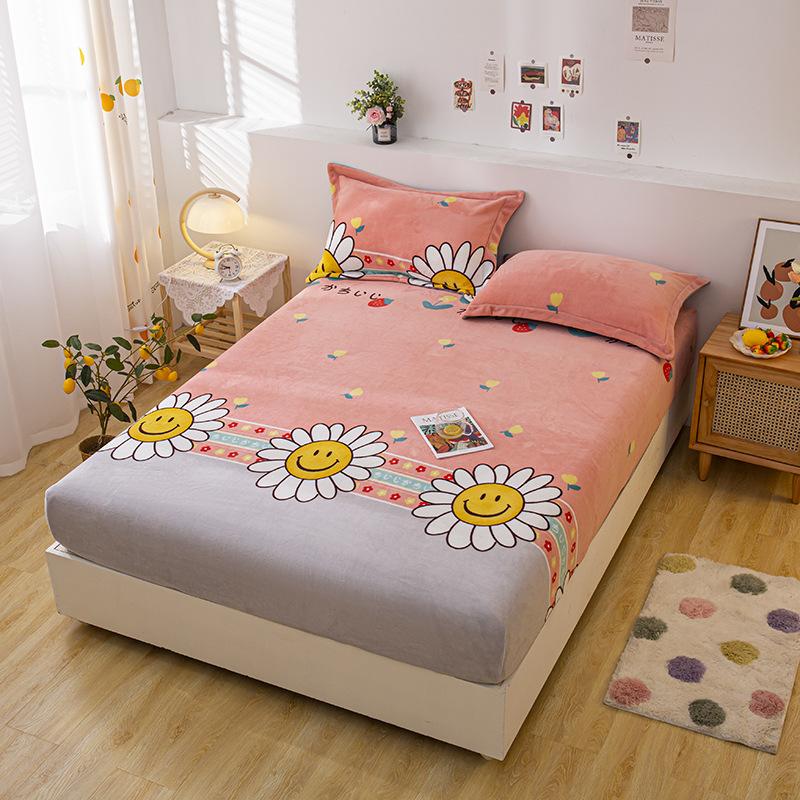 New A-class Milk Fleece Bed Sheet Thickened Warm Mink Fleece Mattress Cover Fully Wrapped