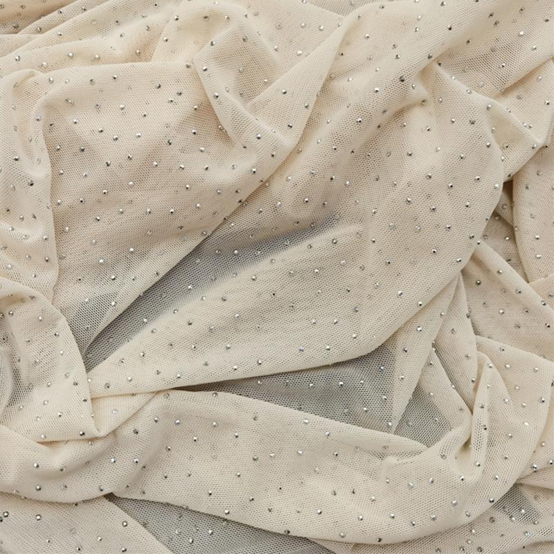 

1 Yards High-elastic 40D Mesh Fabric Soft Skin-friendly Bling Gem Rhinestones Mesh Fabric DIY Sewing Dress Women s Yoga Clothes 1Yard
