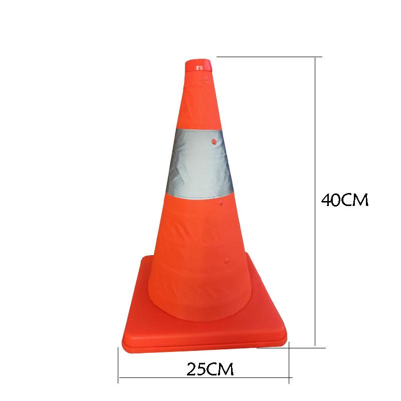 Foldable Cone-Shaped Reflective Barrier with Warning Light for Traffic and Emergencies