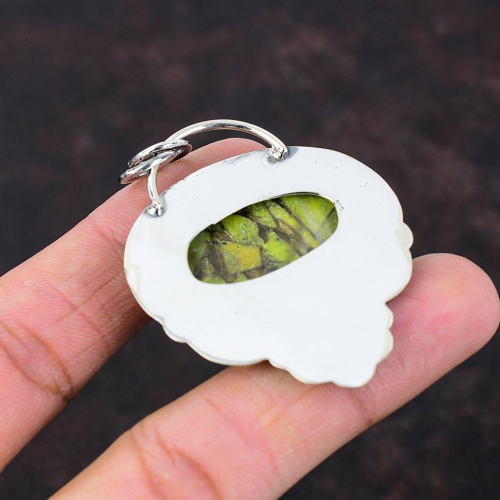 Kupferstichtit-Anhänger, sehr hübscher Edelstein-Schmuck, 925er-Sterlingsilber-Schmuck, handgefertigter Blumen-Anhänger, Geburtsstein-Schmuck, Geschenk für Braut