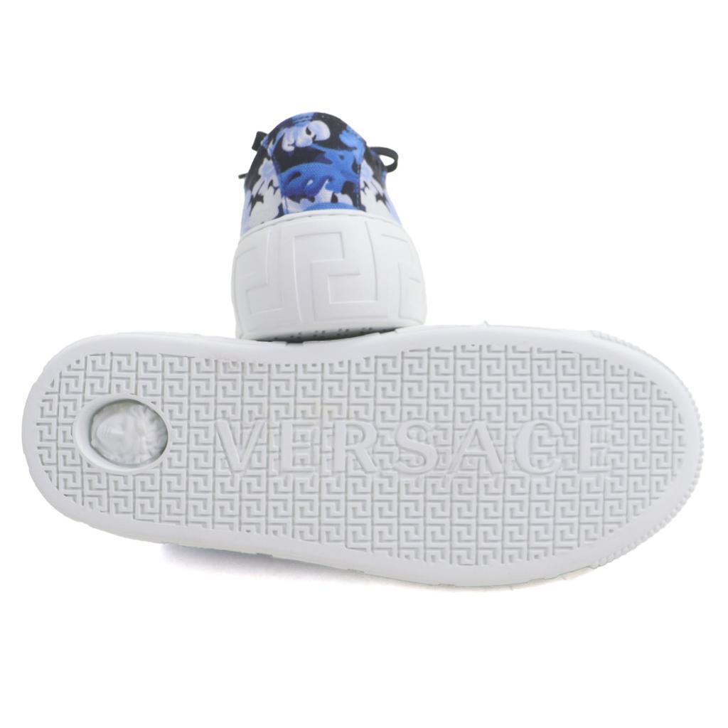 Makellose VERSACE Low-Top-Sneaker Barocco Greca blaues Canvas Herren 39 Gebraucht