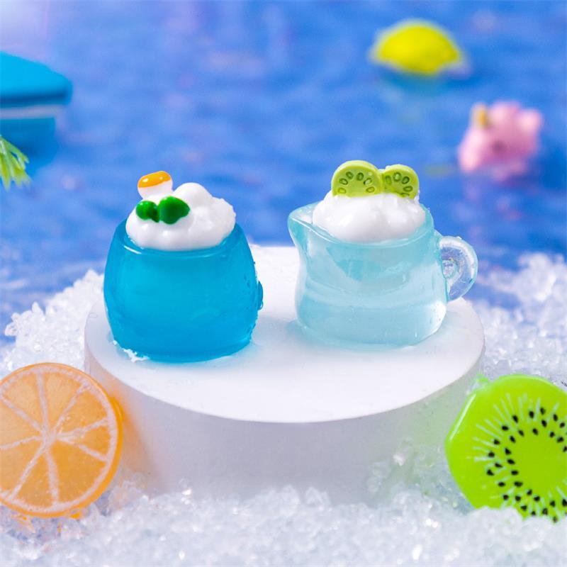 5 szt. Uroczy Kubek na Zimny Napój z Lodem Lśniące Ozdoby Mikrokrajobrazu Domek dla Lalek Zabawki Dekoracja Domu Akcesoria Żywiczne DIY Prezenty dla Dzieci