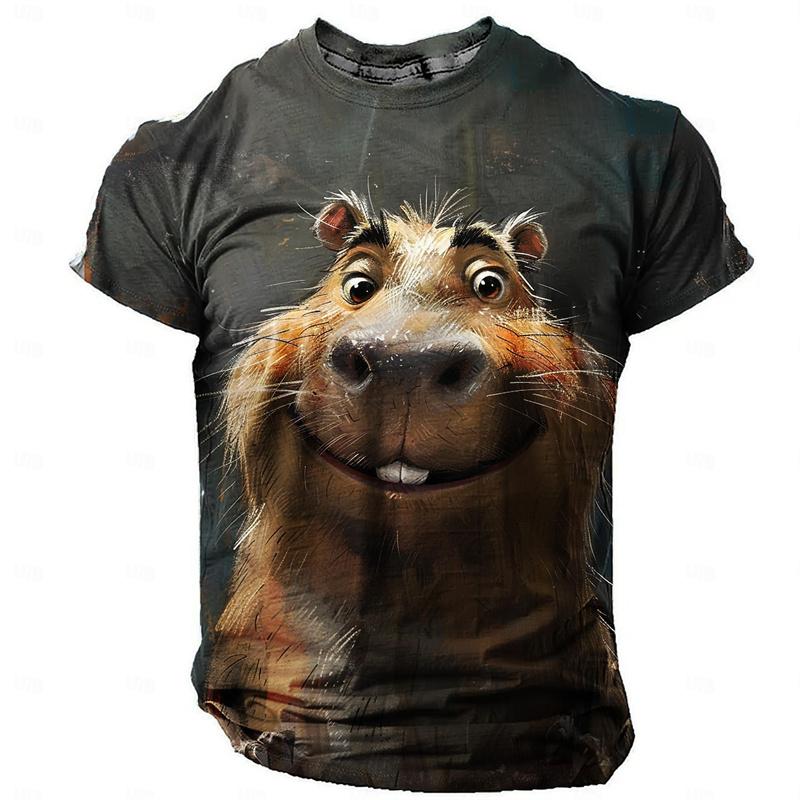 Funny Mouse Pattern T-Shirt For Men Cute Animal 3D Printed Tees Summer Casual Short Sleeve O-Neck
