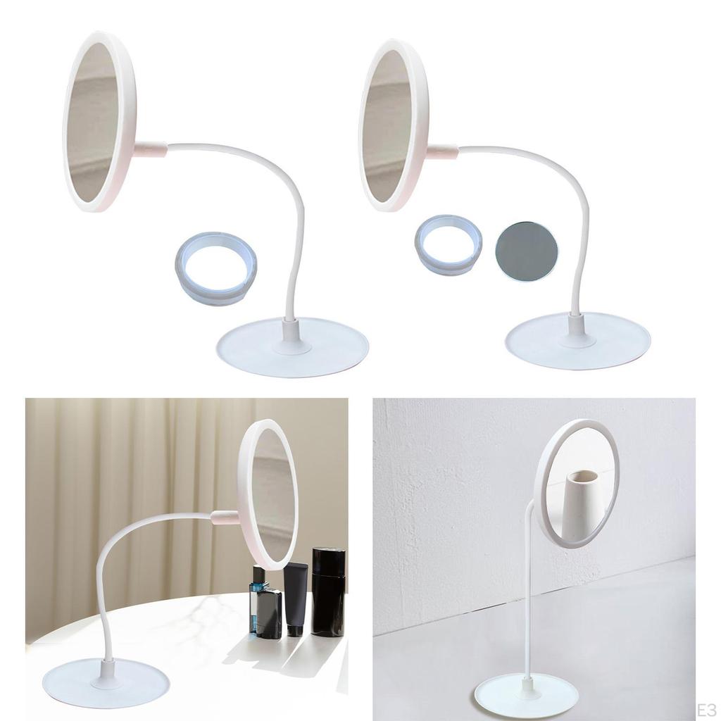 LED Desktop Makeup Mirror Rotatable with Jewelry Tray Vanity