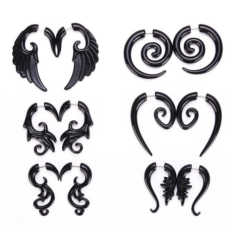1 Pair Gothic Creative Black-color Acrylic Earrings For Women Men Punk Hip Hop Party Jewelry