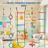 Children's Outdoor Sensory Integration Rope Ladder and Swing Set with Climbing Rings