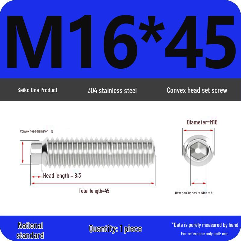 304 Stainless Steel Cup Point Grub Screw - Sizes M3 To M10