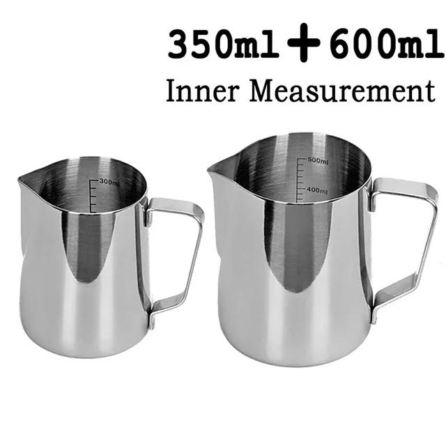 Stainless Steel Milk Frother Pitcher - Coffee Latte Art Jug with Measurement Mark Practical Espresso Barista Tool for Kitchen