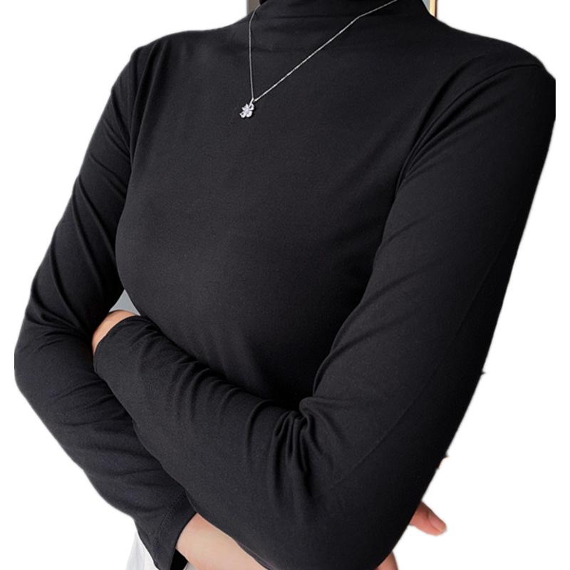 Früher Herbst Nude-Feel Langarm-Top: Hautfreundlich, Stehkragen, Neunfarben-Mode, Japanisch-Koreanischer Trend, Milchseide für Damen