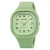 Square Women's Silicone Waterproof Sports Watch Green Casual Stylish with Easy-to-Read Arabic Numerals