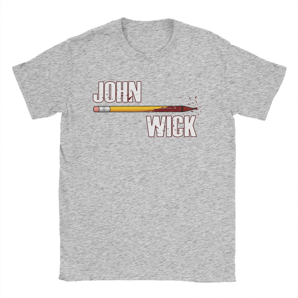 Men Movie John Wick Pencil T Shirts  Cotton Tops Funny Short Sleeve Crewneck Tees Gift Idea T-Shirts