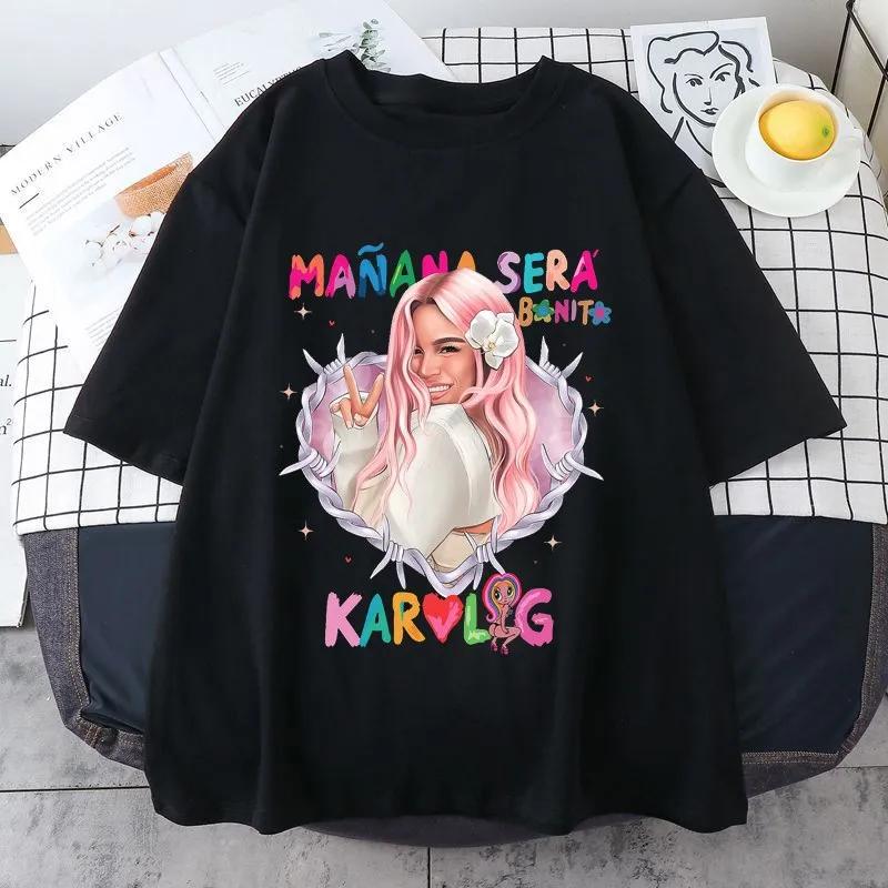 

Летняя хлопковая футболка Karol G Bichota с круглым вырезом для мужчин и женщин, повседневная футболка Kawaii с коротким рукавом, топы, уличная одежда, большой размер, топ y2k, ropa 4XL