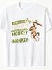 Men's Funny Monkey Graphic Round Neck TShirt Cute Jungle Animal Design, Casual Street Style Tee, Inspirational Quote Print, Relaxed Fit Big Size Top, 