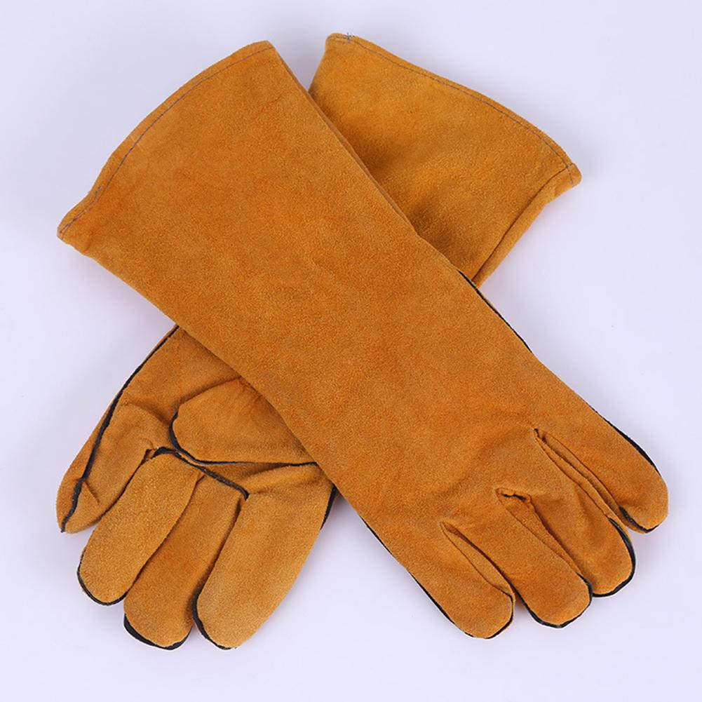 Full Leather Heat Insulation Gloves for Electric Welding Thorn Proof Gardening Mittens