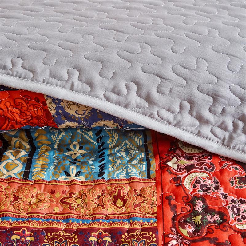 Set Copripiumino 3 Pezzi in Cotone Lavato ad Acqua con Stampa Digitale Spazzolato, Coperta Trapuntata Estiva Double-Sided (264x230 cm)