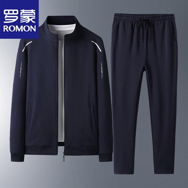 ROMON Men's Stand Collar Jacket & Trousers Set