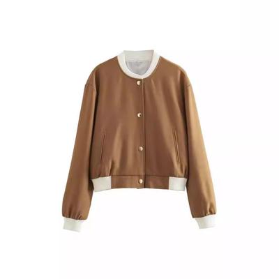 Jaqueta Bomber Biker 2024 com Gola Alta, Blocos de Cor e Bolsos Duplos