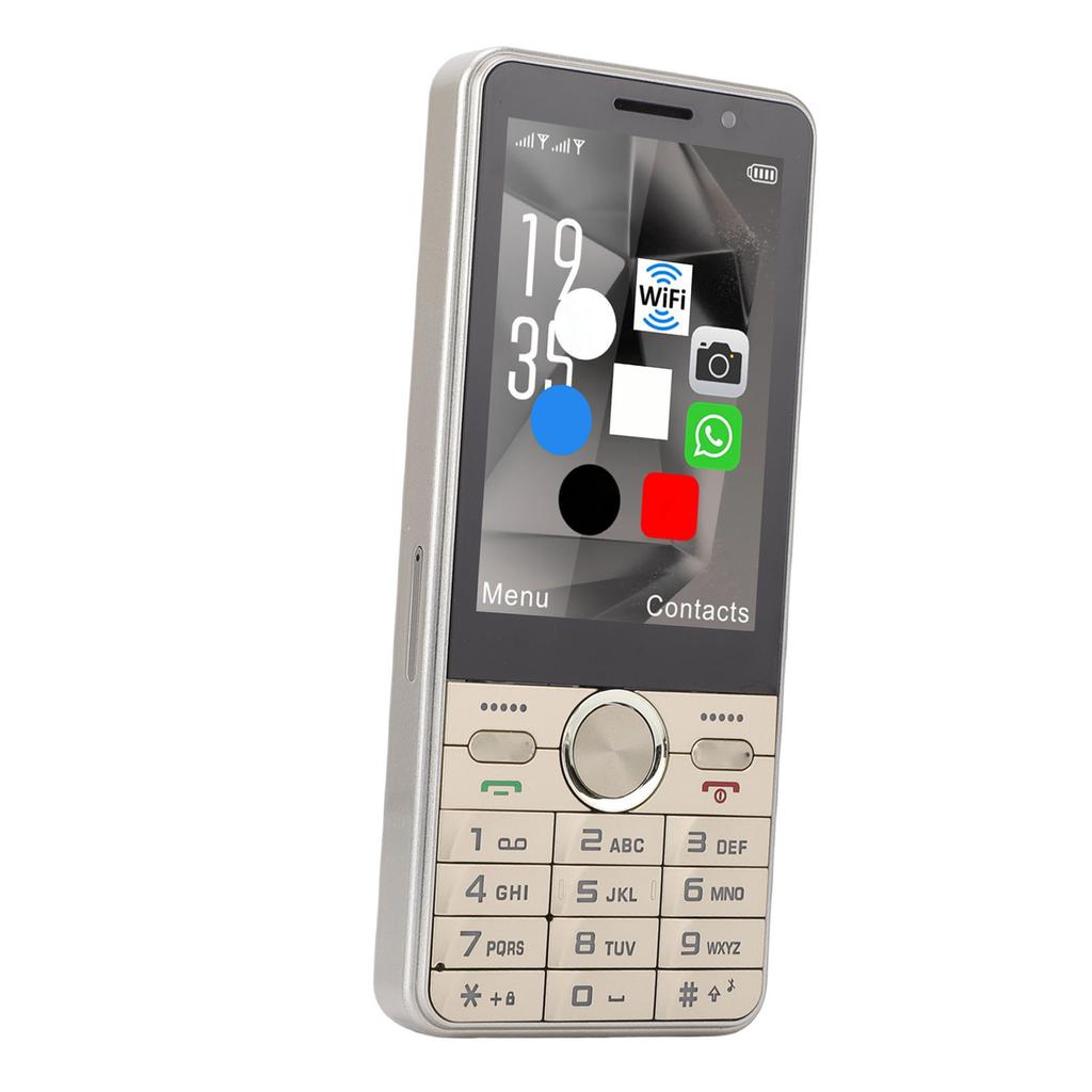 4G Unlocked Phone Dual SIM Card Support 3.5 Inch Color Touch Screen Loud Sound Large Keys Mobile Phone Gold