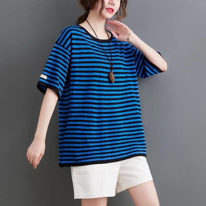 T-shirt for Women Summer Large Size Cotton T-shirt Soft Loose Printed Casual Comfortable Pullover T-shirt Top